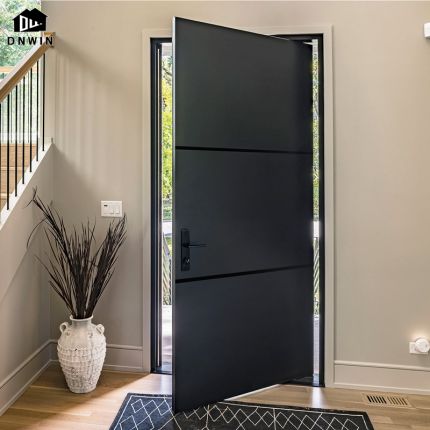 Simple style high quality custom made villa aluminium black modern burglar proof pivot door